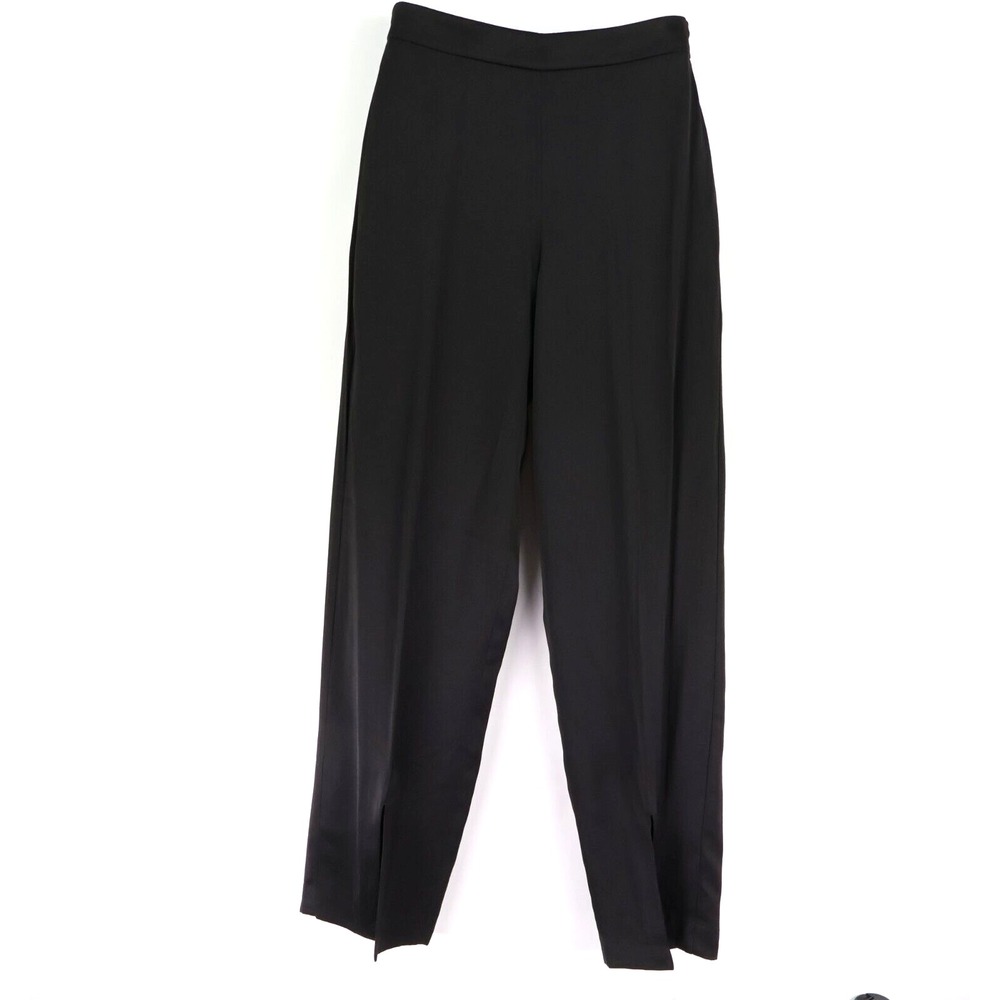 Express Dress Pants Straight Leg High Rise Womens 6 Black Leg Slit Side Zipper